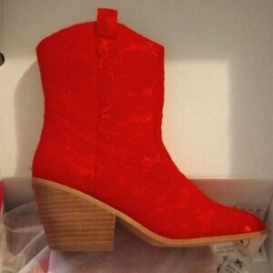 Corky's Red Lace "Rowdy Boots"